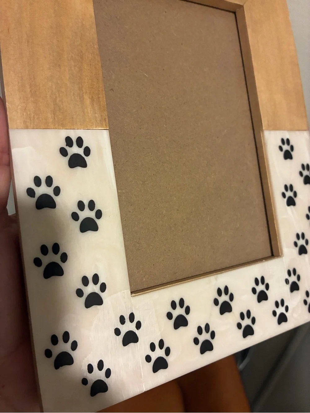 Expressions Wood & Resin Paw Print Frame - Brown and Cream Pet Picture Frame